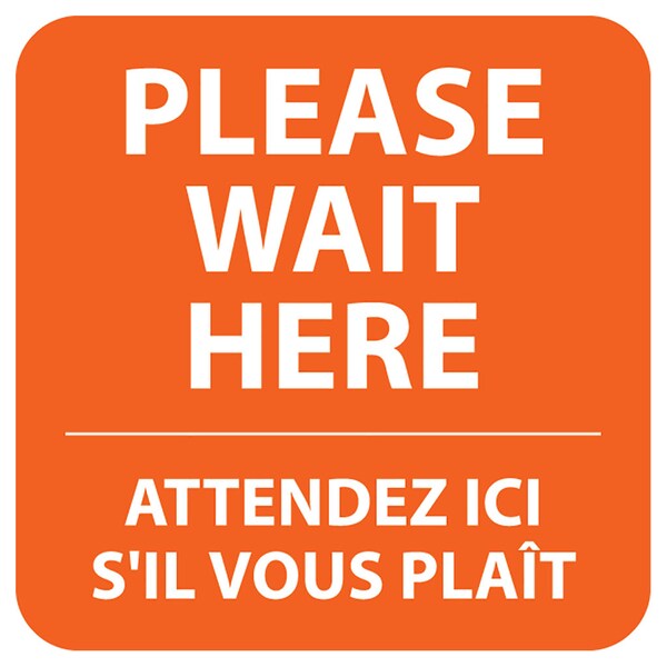 Identity Group Please Wait Here - Bilingual, Orange, 15" 8472OR